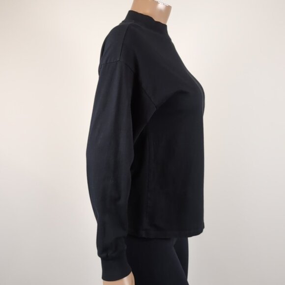 TNA Aritzia Mock Neck Top Long Relaxed Boyfriend Sleeve Cotton Jersey Pullover - Picture 7 of 10